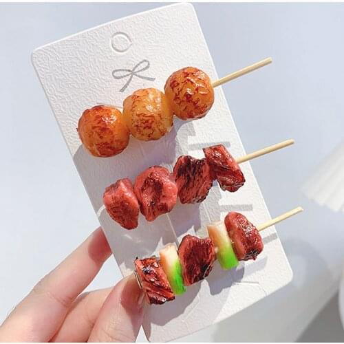 New Simulation Food Hairpins Stewed Pork Ribs Hairclip Funny Exaggerated Food Hairgrips Lady Unique Design Childs Hair Accessory