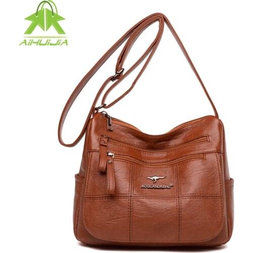 Fashion Luxurious Designer Crossbody Bag Pu Leather Soft Messenger Bags For Ladies Mini Retro Woman Bag New Multi-pocket Handbag