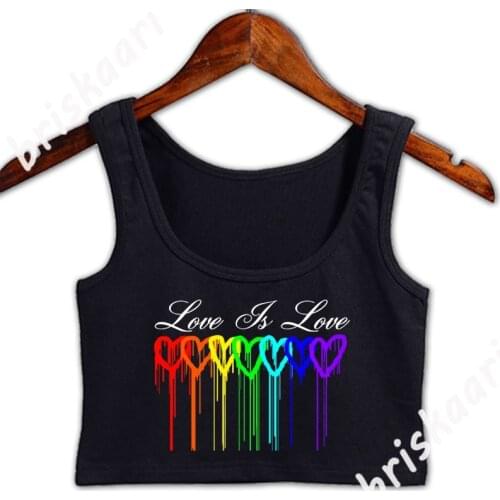 Love Is Love Crop Top Top Sexy Girls Round Collar Summer Comical Design Sleeveless Vest