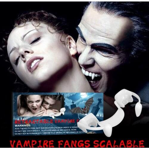 Halloween Vampire Teeth Retractable False Scalable Fangs Dentures for Cosplay Party Props Halloween Party Decor