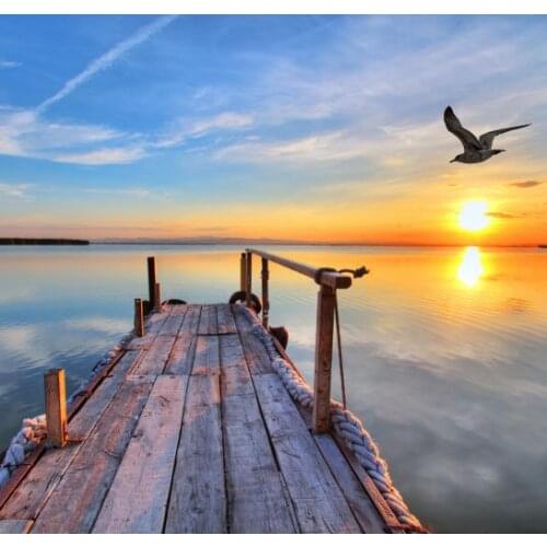 1 panel sunset seaside landscape Modular Painting Posters and Prints on Canvas Scandinavian Cuadros Wall Art Picture XJZFX-9