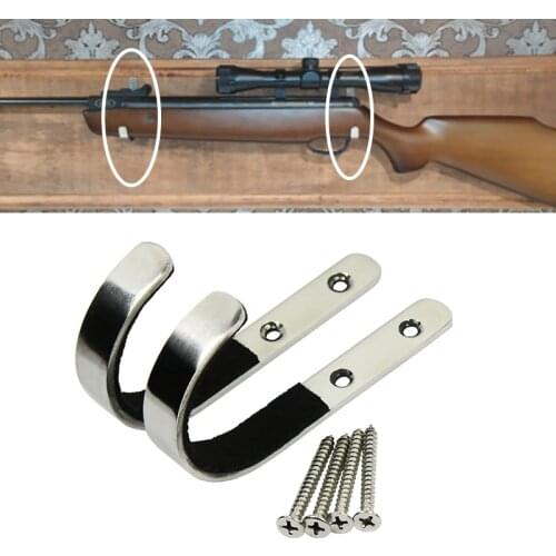 Tactical 1Pair Gun Wall Mount Storage Rack J-Hook Rifle Shotgun Hangers Set Anti-Scratch Stainless Steel Gun Rack Holder
