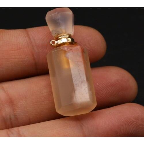 1Pcs Natural Stone Pendants Perfume Bottle Cherry Crystal for Women Jewelry Making diy Necklace Gifts Accessories