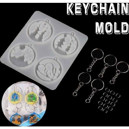 16pcs Christmas Keychain Silicone Molds Resin Casting Keychain Mold Earring Pendant Epoxy Mould Pendant Jewelry Making Tools