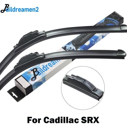 Buildreamen2 2 Pieces Car Wiper Blade Front Windscreen Rubber Wiper For Cadillac SRX 2004-2016 Fit Hook / Push Button Arms