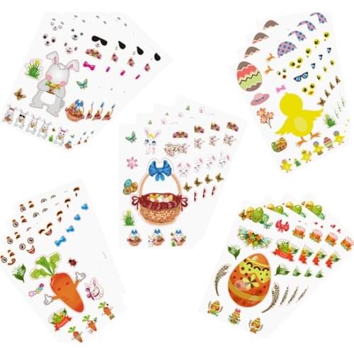 2021 Easter Cartoon Egg Sticker Easter Egg Animal Bunny Rabbit Chicken Sticker Easter Decoration Supplies