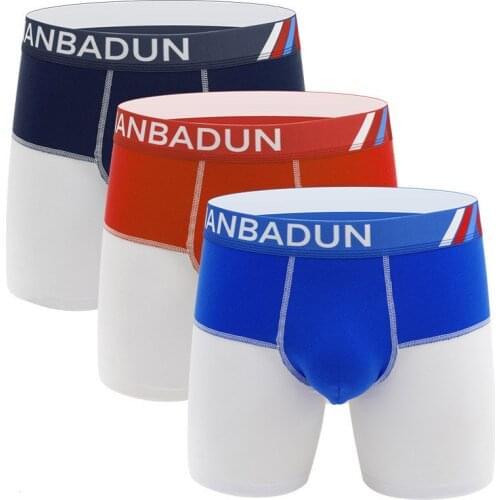 3PCS/Lots Men Boxer Shorts Patchwork Cotton Underwear Bugle Pouch Boxershorts Sports Workout Underpants Panties Trunks 2XL