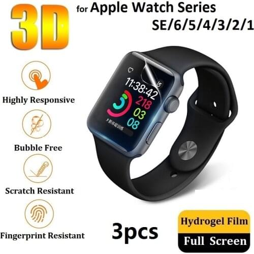 3D Full Screen Protector for Apple Watch Series 6 SE 5 4 44mm 40mm iWatch 3 2 1 42mm 38mm (Not Glass) Film Foil Hydrogel