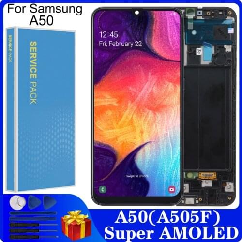 6.4'' AMOLED A50 LCD For Samsung galaxy A50 A505F/DS A505F A505FD A505A LCD Display Touch Screen Digitizer Assembly Replacement