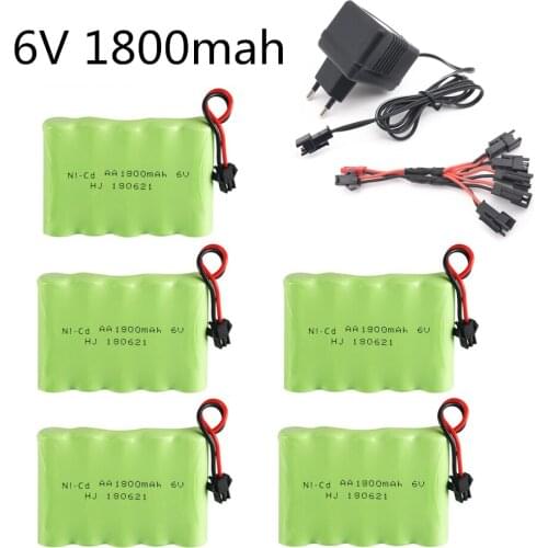6V 1800mAh Ni-CD Battery Pack With Charger For RC Toy Car Boat GUN TANK Truck Trains RC Toy Model 6V Battery AA