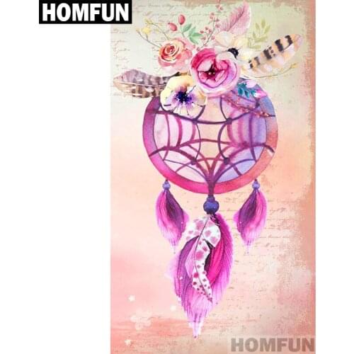 HOMFUN Diamond Painting Full Square/Round Diamond "Dream feathers" Pattern Embroidery Cross Stitch 5D Rhinestone Painting A01271