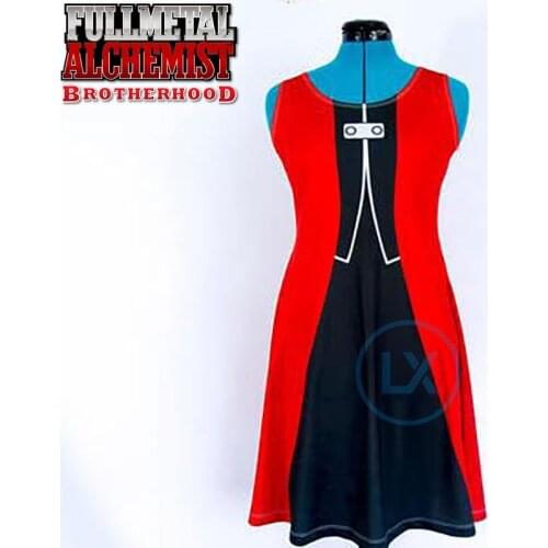 Anime Fullmetal Alchemist Edward Elric Red Women lolita Dress Sling Dress Halloween Cosplay Costume For Girls Full Set