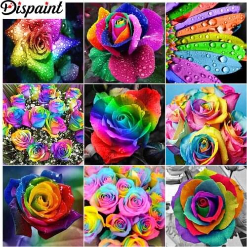 Dispaint 3D Diamond Painting "Colored roses" DIY Full Rhinestones Drill Cross-stitch Kits Square Round Diamond Embroidery