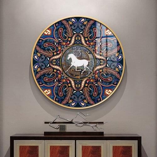 EECAMAIL 5D DIY Diamond Painting Full Diamond Embroidered Modern American Embroidered Horses Restaurant Luxury Painting No Frame