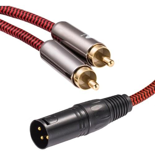 Audiophile Audio Cable Regular 3 Pin XLR to 2 RCA for Speaker Amplifier Mixing Console Dual RCA to XLR Cable Braided 1M 2M 3M 5M