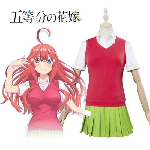 Amine The Quintessential Quintuplets Nakano Itsuki Cosplay Costume Asian Size S-XL Purple Sweater Aqua Skirt Academy Uniform