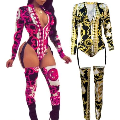 Jazz Dance Costumes Vintage Gold Totem Garter Jumpsuit Nightclub Bar Female Singer DJ Rave Clothes Women Birthday Wear DNV11394