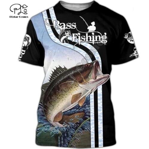 PLstar Cosmos Animal Bass Carp Fishing NewFashion Fisher 3DPrint Summer Mans Top T-shirts Short sleeves Unisex Streetwear A-3