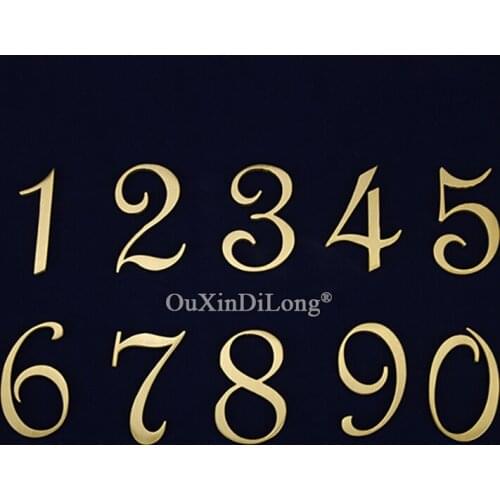 HOT Pure Brass House Numbers Door Alphabet Wall Decor Villa Hotel Door Plates DIY Figures Home Hotel Address Number Signs Labels