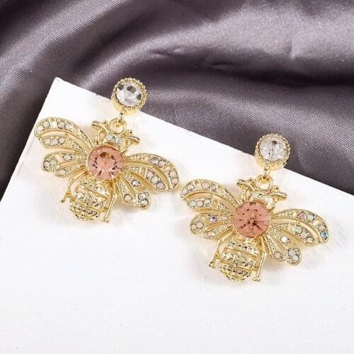 Fashion Brand Design Bee Earrings animal stud earring pearl Party wedding Woman jewelry Gold trend earrings Alloy unique like