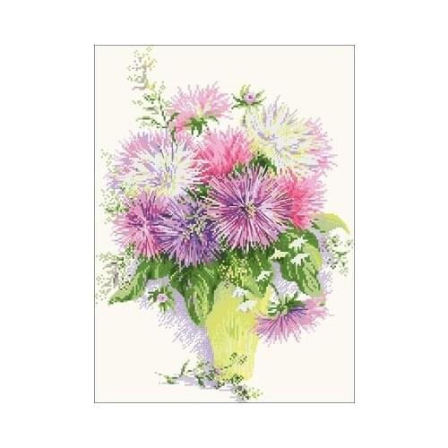 14-Riolis 1389 - Asters Needlework,For Embroidery,DIY 14CT Unprinted Arts Cross stitch kits Set Cross-Stitching Home Decor