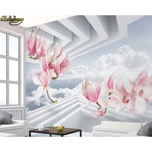Beibehang papel de parede Custom wall paper mural 3d stereo magnolia cloud abstract space tv background wall 3d wallpaper
