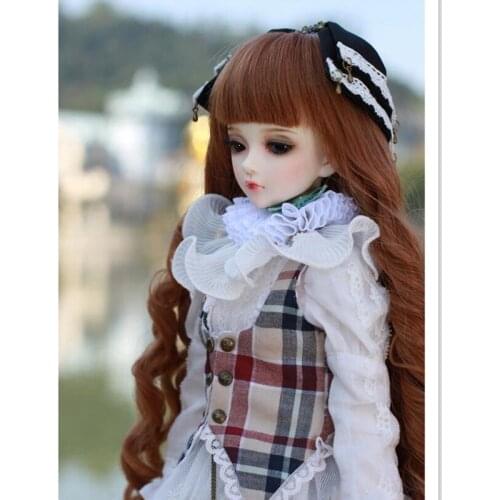 BEIOUFENG 1/4 BJD Wig High Temperature Wire Doll Wig for Dolls,Synthetic Doll Hair Curly Hair for Dolls Head 17.5-18.5CM