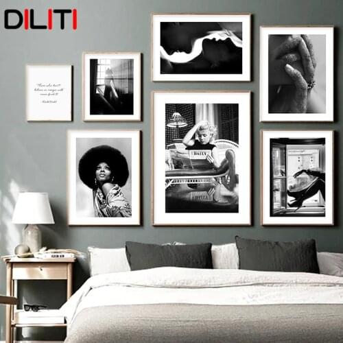 Nordic Fashion Sexy Woman Canvas Painting Minimalist Black White Posters and Prints Life Qote Wall Art Picture Home Decor