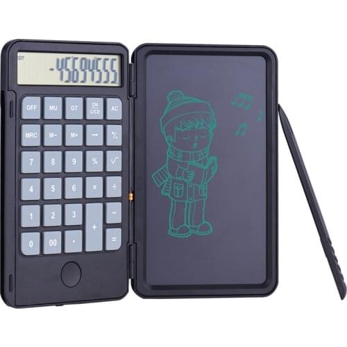 6'' Calculator Writing Tablet 2 in 1 Rechargeable Portable Smart LCD Graphics Handwriting Pad Board Drawing Paperless