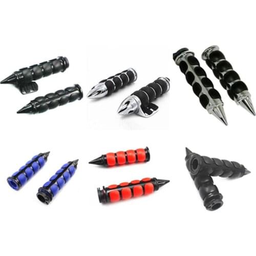 2x 1" 25mm Motorcycle Spike Handle Bar Hand Grips Dirt bike Dual Sport bike Cruiser Bobber Chopper Touring Atv Scooter Offroad