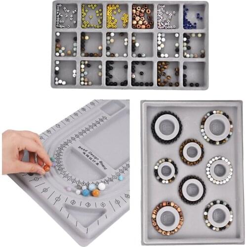 Gray Flocked Bead Board Jewelry Making Measuring Tool For DIY Bracelet Necklace Beading Organizer Tray Craft Tool Accessories