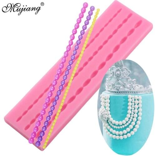 3D Pearl Diamond Border Silicone Mold Sugarcraft Lace Fondant Cake Decorating Tool DIY Cupcake Baking Candy Clay Chocolate Mould