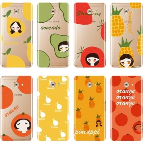 Phone Case Silicone For Samsung Galaxy C5 C7 C8 Pineapple Avocado Fruits Girl Soft Back Cover For Samsung Galaxy C9 C7 C5 Pro