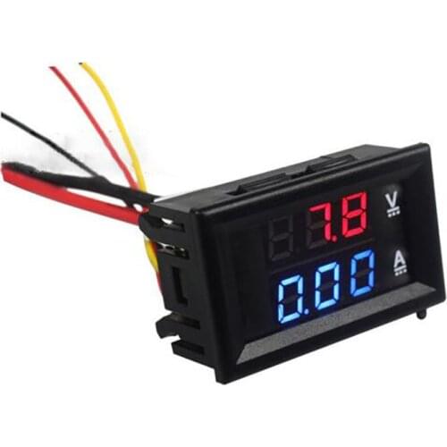LED Voltmeter Ammeter, Red and Blue Digital Multimeter Display Voltage Current Tester, DC 0-100V 10A Detector Voltage Current