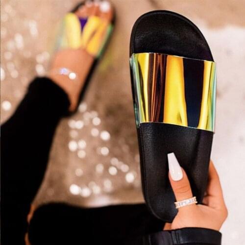 Woman Flat Transparent Summer Slippers Candy Color Jelly Shoes Bling Beach Shoes Female Open Toe Ladies Plus Size 2020