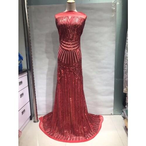 Stock jj0022# 5 yards red sexy embroidery sequin net tulle mesh lace for bridal wedding dress/sawing