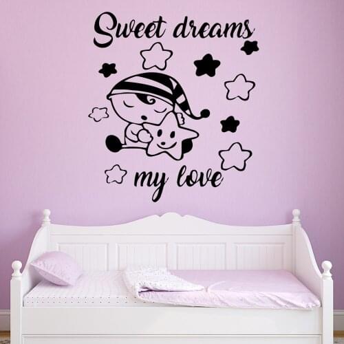Custom Sweet Dream Wall Art Wall Paper Decor Living Room Decorative Vinyl Wall Stickers naklejki