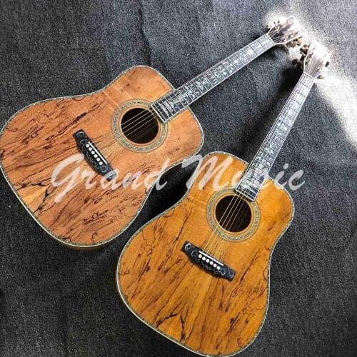 Custom Solid Spalted Wood New Design Acoustic Electric Guitar Accept Customization