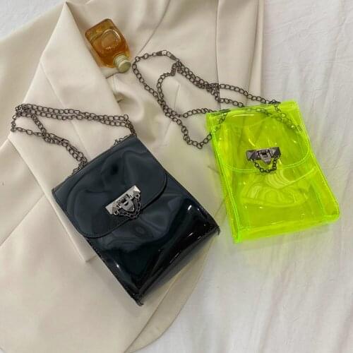 Women Solid Color Clear Messenger Bag Fashion Ladies Chain Mini Purse Phone Bags Shopping Single Shoulder Pouch