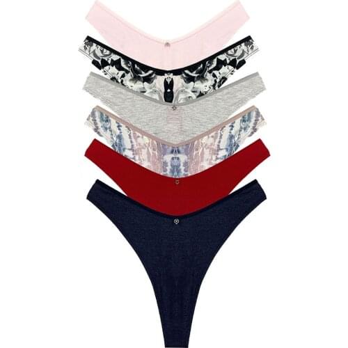 Women Strings V S Haping Thong Underwear High Waist V Shape Stretch Modal Lace Panties Pack De Tangas Mujer