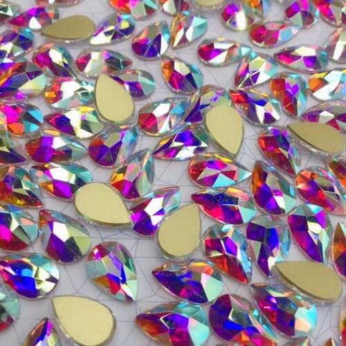 10pcs 6 colors WaterDrop Glitter Crystal Nail Rhinestones 9*14mm Flat-Back Glass Charms AB-COLOR XL 3D Glass ART Rhinestone JZ17