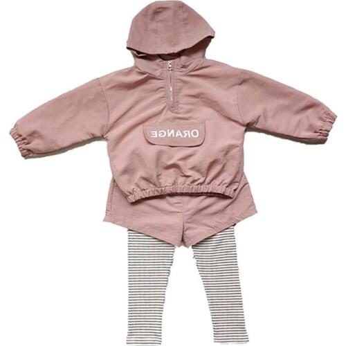 Hot 2019 Autumn Girls Long Sleeve Clothing Set Casual Hooded Top+ Striped Pant 2pc Kids Sport Suits 2-7Yrs Toddler Girls Clothes