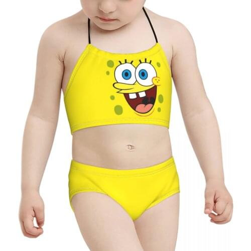 2021 Anime mr krabs Kid Girls swimming suit Children Print Sponge3 Biquini Wholesale Baby Girl Swimming Suit