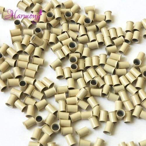 500 pcs/bottle ) 4.0x3.6x6mm flare Euro Lock copper tubes Micro Rings links beads for stick I tip hair extensions #13 blonde