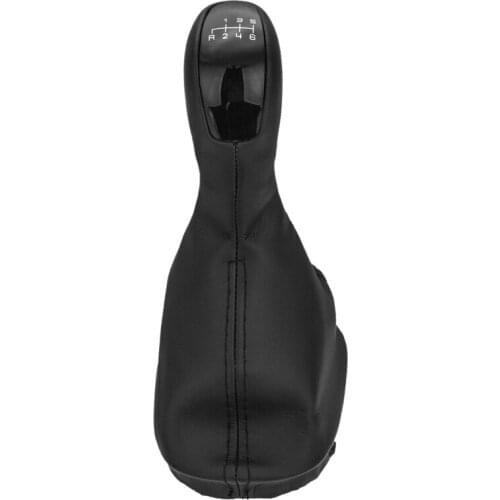 6 Speed Black Gear Shift Knob Leather Cover Case For Mercedes-Benz C Class W203