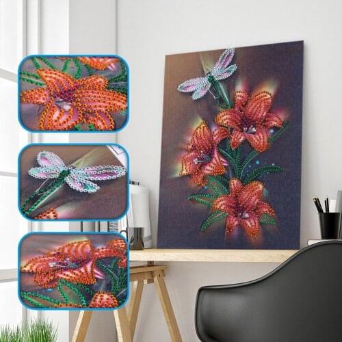 5D DIY Special Shaped Diamond Painting Crystal Diamond Embroidery Flowers Lotus Dragonfly DIY Kits Decorative Rhinestones Decor