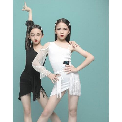 Kids Latin Dance Clothes Girls Latin Practice Fringe Clothes Professional Ballroom Dance Competition Dress Rumba Outfits DWY5746