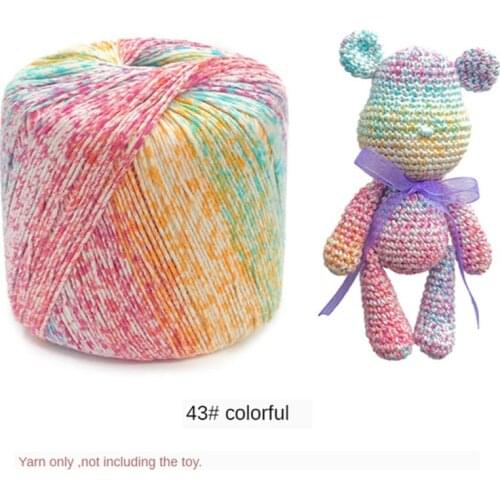 #3 40G Cotton Rainbow Color Crochet Lace Yarn 8-ply Twist Cotton Lace for Hand Crocheting Cushion Shawl Handicraft Toys