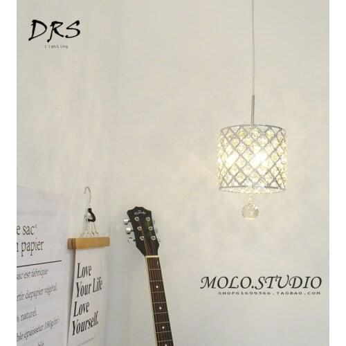 DRS Nordic Crystal Restaurant Chandelier Lighting Single Bedroom Creative Iron Art Modern Luminaire Hanging Lamp Light Fixture