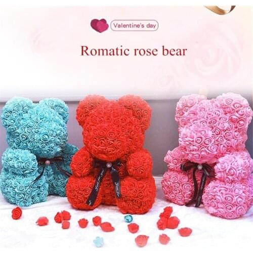25cm handmade Artificial Flowers PE Rose Teddy Bear Wedding Party Home Decoration Creative Romantic Valentines gifts